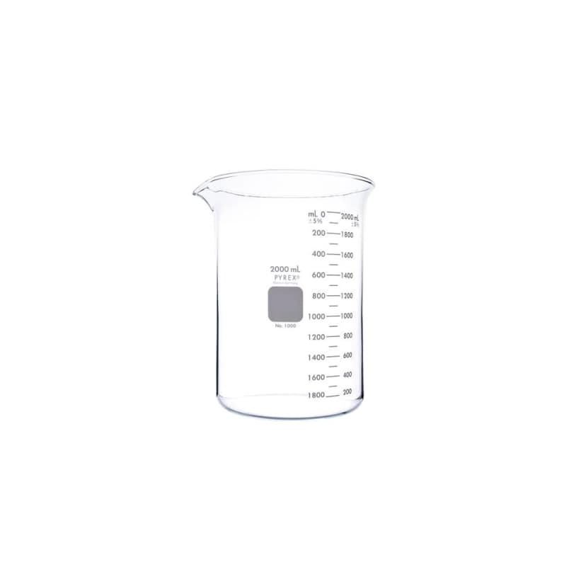 PYREX Griffin Low Form 2L Beaker, Double Scale, Graduated