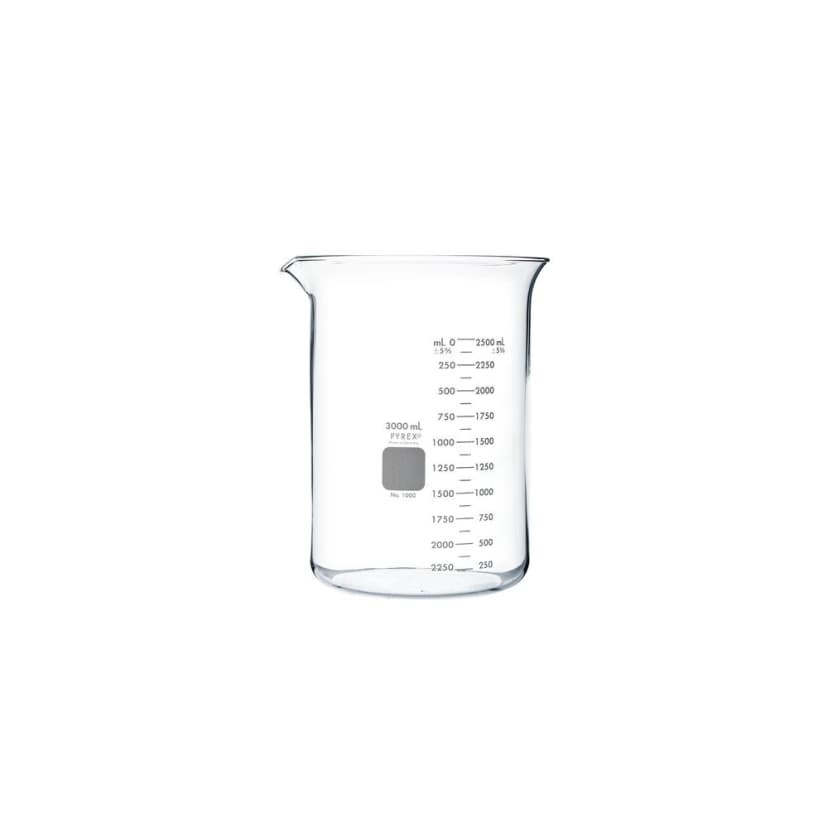 PYREX Griffin Low Form 3L Beaker, Double Scale, Graduated