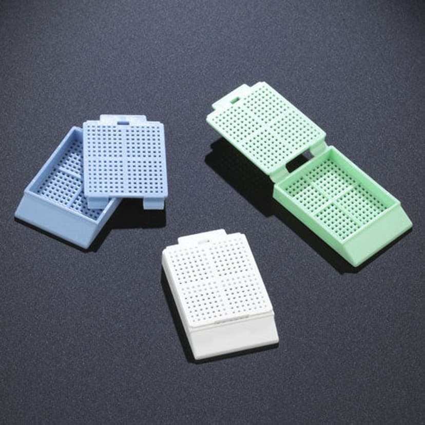 Cassette, Biopsy Embedding with Attached Lid, 30° Writing Area, GREEN, 500/Dispenser Box, 2 Boxes/Unit