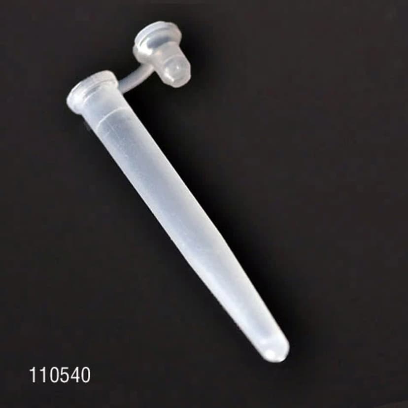Microcentrifuge Tube, 6 x 47mm (400uL), LDPE, Attached Plug Cap
