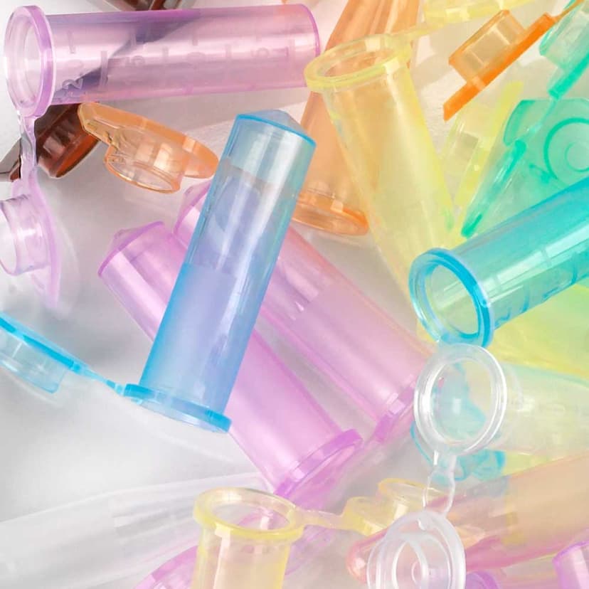 Microcentrifuge Tube, 2.0mL, PP, Attached Snap Cap, Graduated, Assorted Colors, Certified: Rnase, Dnase and Pyrogen Free, 500/Stand Up Zip Lock Bag
