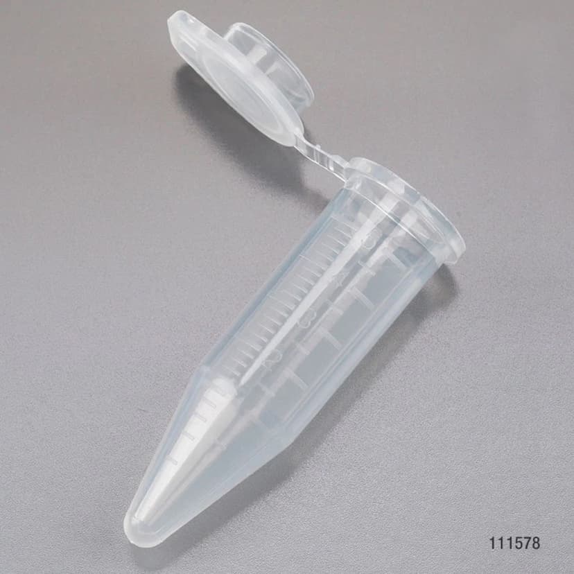 Diamond Midi Centrifuge Tube, 5.0mL, PP, Attached Snap Cap, Graduated, Natural, STERILE, 20/Bag, 10 Bags/Unit
