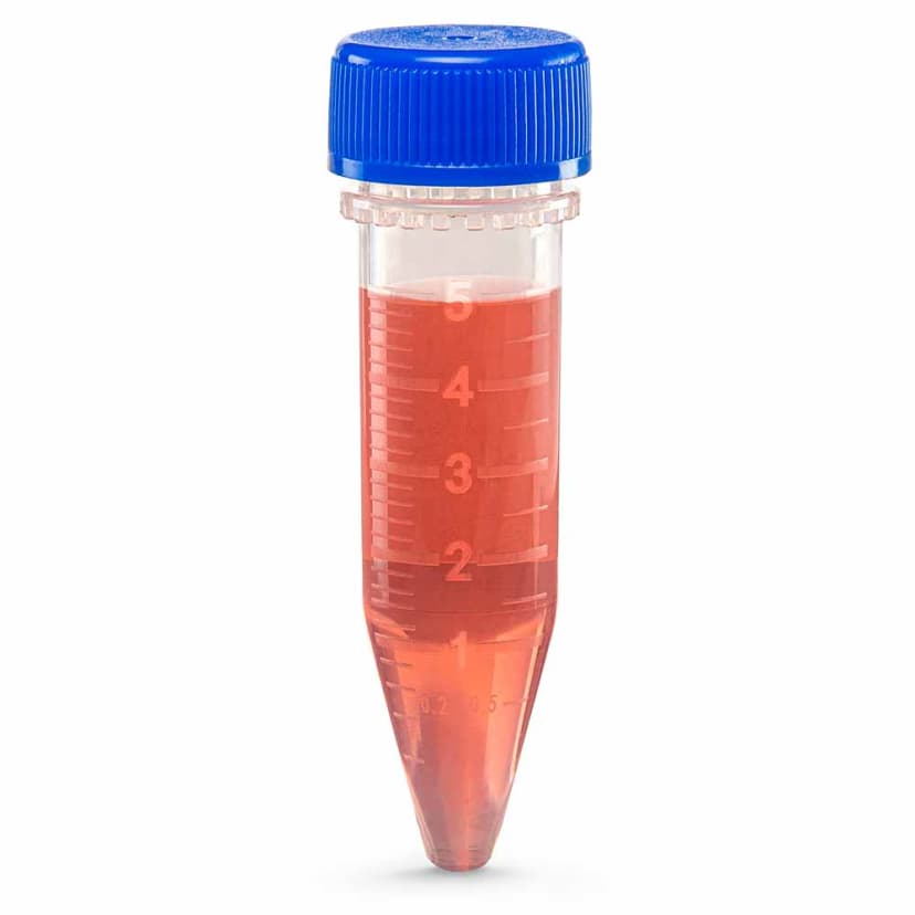 Diamond Midi Centrifuge Tube, 5.0mL, PP, Separate Blue Screw Cap, Graduated, 100 of Each/Bag, 5 Bags of Each/Carton