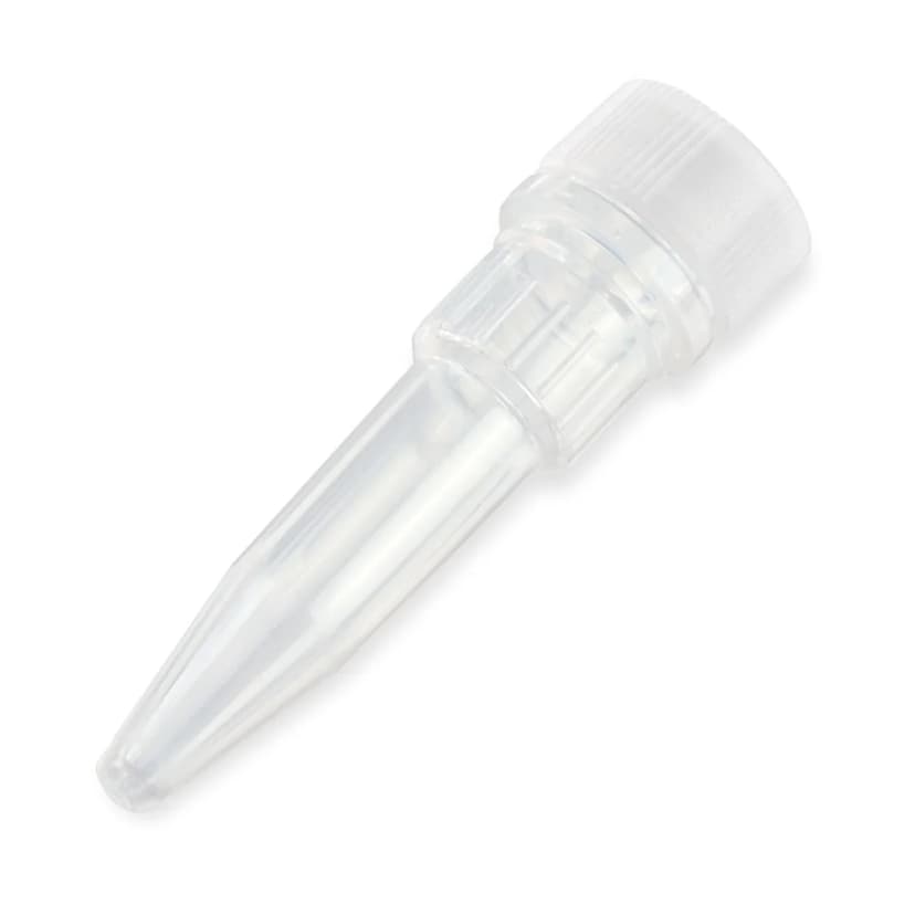 Microtube, 0.5mL, Attached Screw Cap for Color Insert, with O-Ring, STERILE, PP, 500/Bag, 2 Bags/Unit