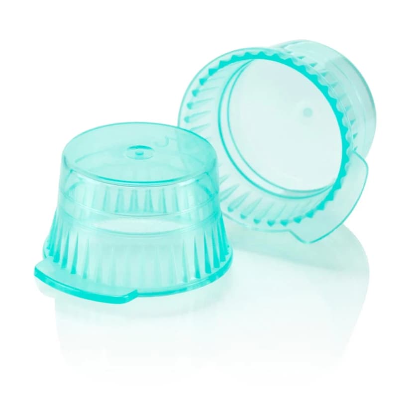 Cap, Snap, 13mm, PE, for 13mm Glass and Evacuated Tubes and 12mm Plastic Test Tubes, Green