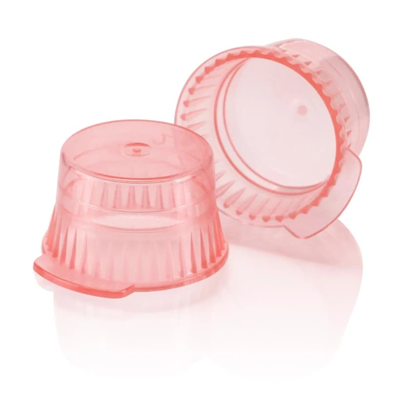 Cap, Snap, 13mm, PE, for 13mm Glass and Evacuated Tubes and 12mm Plastic Test Tubes, Red