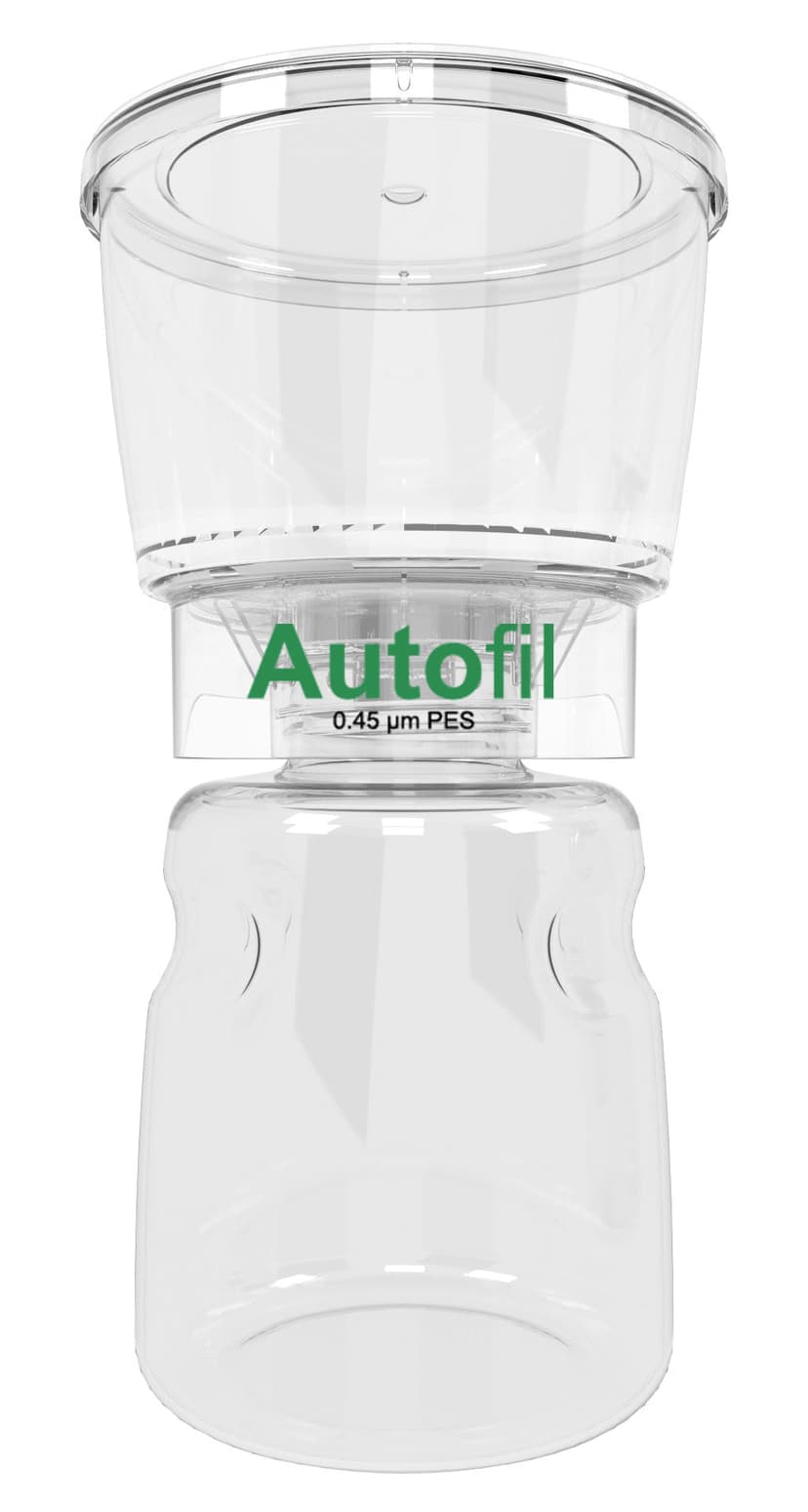 Autofil® Sterile Disposable Bottle Top Vacuum Filter Units with 0.45 µm PES Membrane for Prefiltration or Clarification, 500 mL, 12/CS