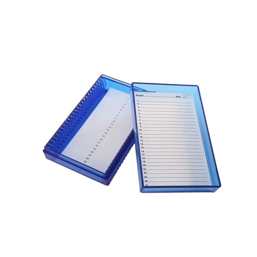 Microscope Slide Box Polycarbonate 25-Place, Blue