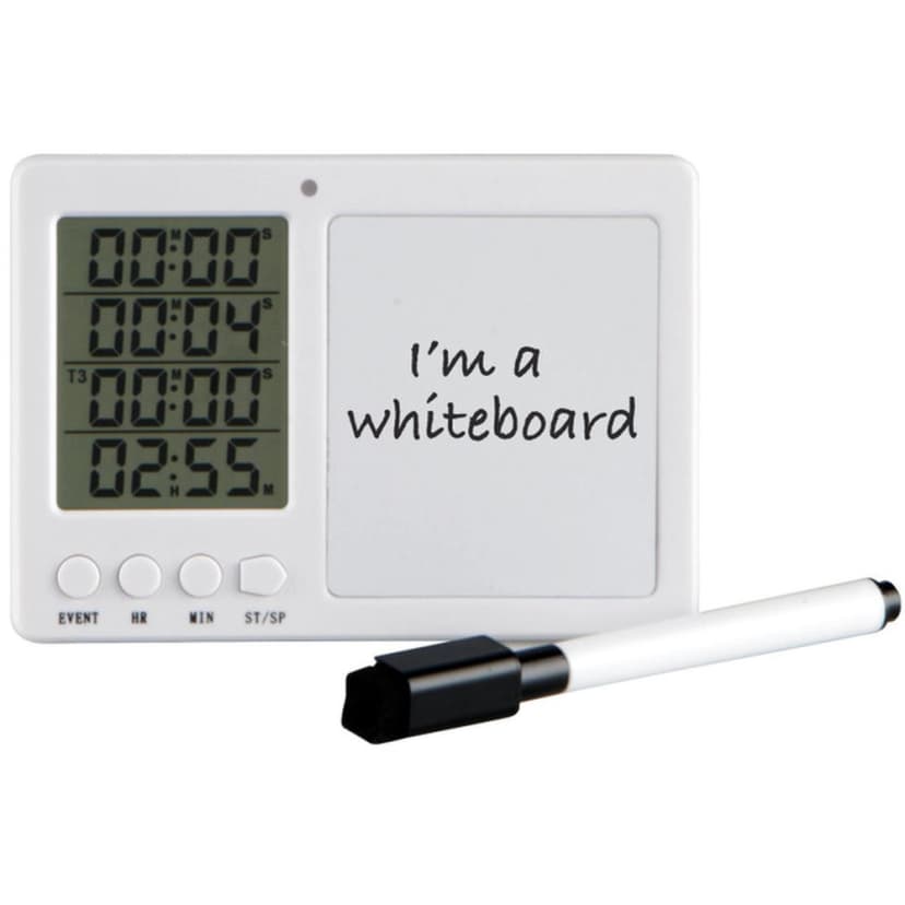 Lab Alert Timer with Whiteboard and Pen, White
