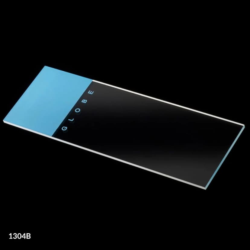 Microscope Slides, Glass, 25 x 75mm, 90° Ground Edges, Blue Frosted, 72/Box, 2 Boxes/Case (1 Gross)