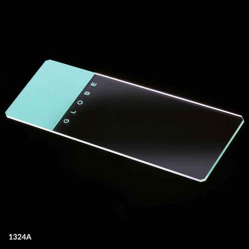 Microscope Slides, Glass, 25 x 75mm, 90° Ground Edges with Safety Corners, Aqua Frosted, 72/Box, 2 Boxes/Case (1 Gross)
