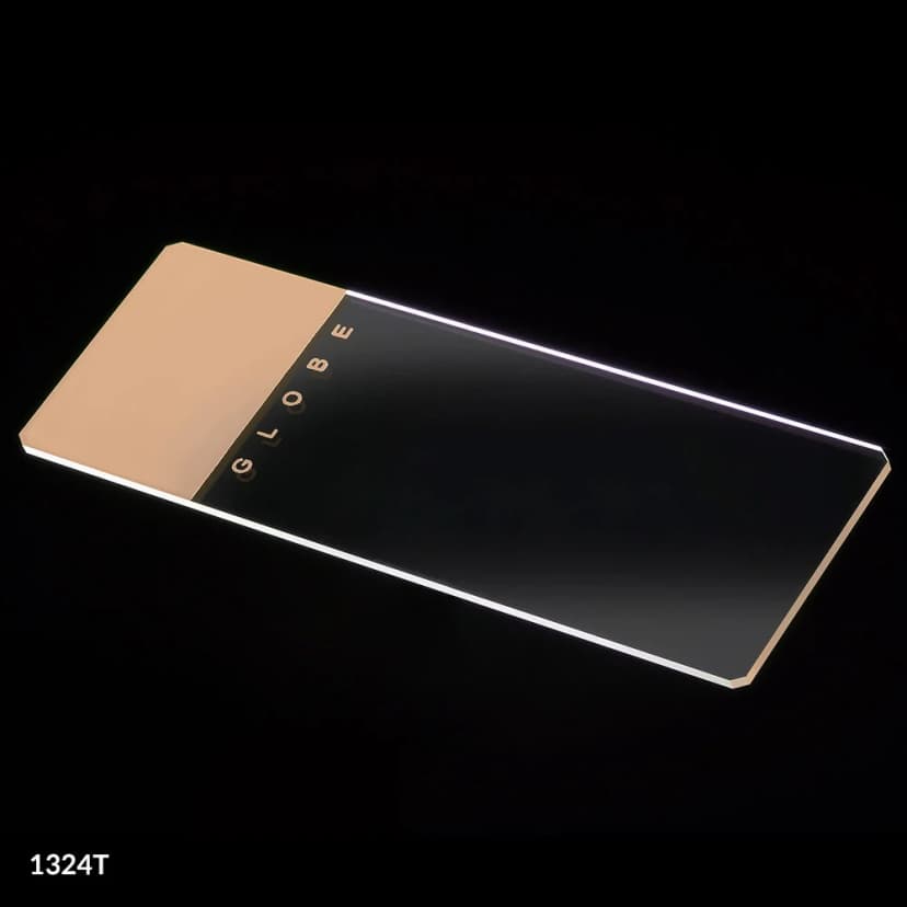 Microscope Slides, Glass, 25 x 75mm, 90° Ground Edges with Safety Corners, Tan Frosted, 72/Box, 20 Boxes/Case (10 Gross)