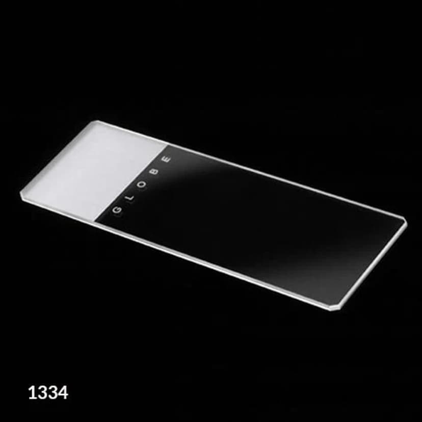 Microscope Slides, Glass, 25 x 75mm, 45° Beveled Edges, Clipped Corners, Frosted, 1 End, 1 Side, 72/Box, 2 Boxes/Case (1 Gross)