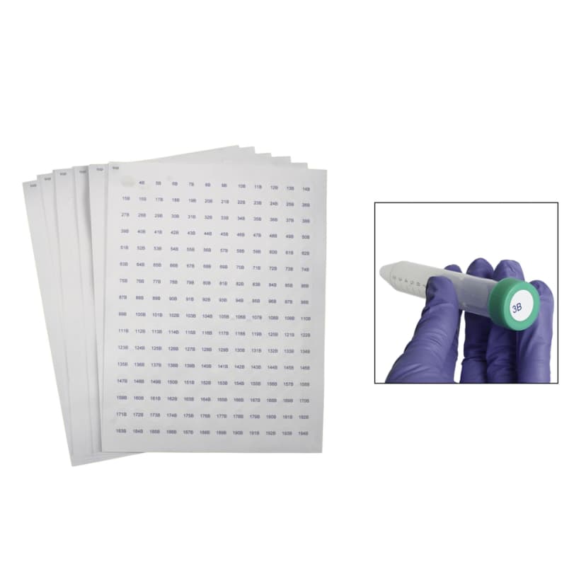 CRYO LABELS SHEETS, 13MM DOTS, WHITE