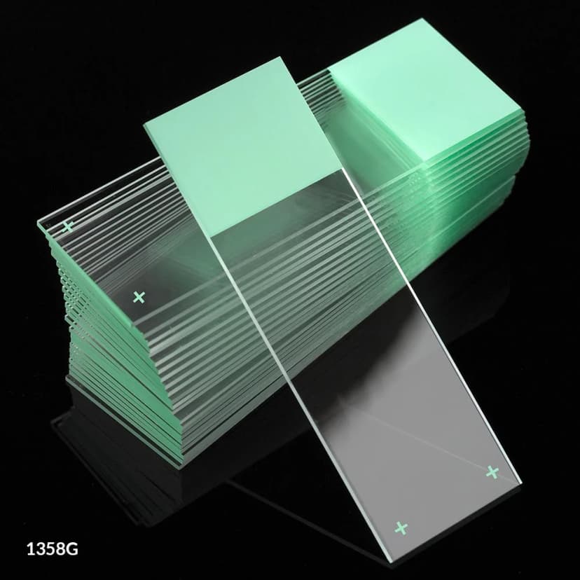Microscope Slides, Diamond White Glass, 25 x 75mm, Charged, 90° Ground Edges, Green Frosted, 72/Box