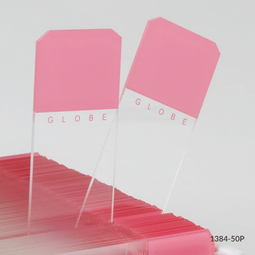 Microscope Slides, Diamond White Glass, 25 x 75mm, 45° Beveled Edges, Clipped Corners, PINK Frosted, 72/Box, 20 Boxes/Case (10 Gross)