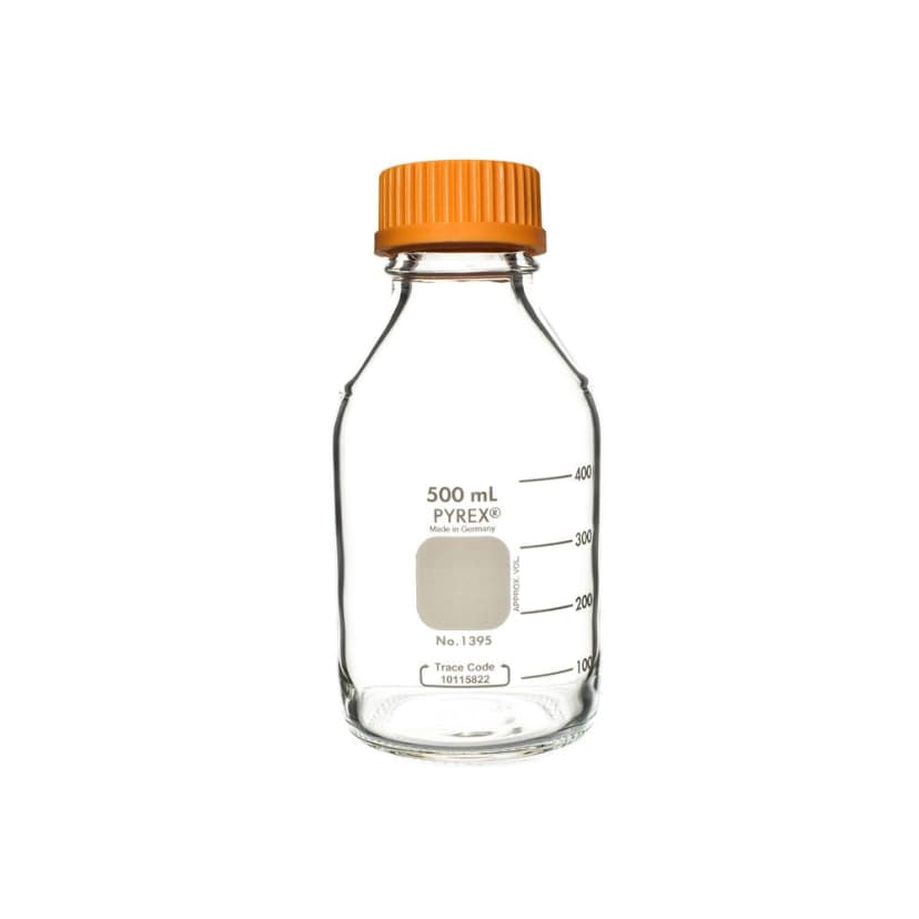 PYREX 500mL Round Media Storage Bottles, with GL45 Screw Cap