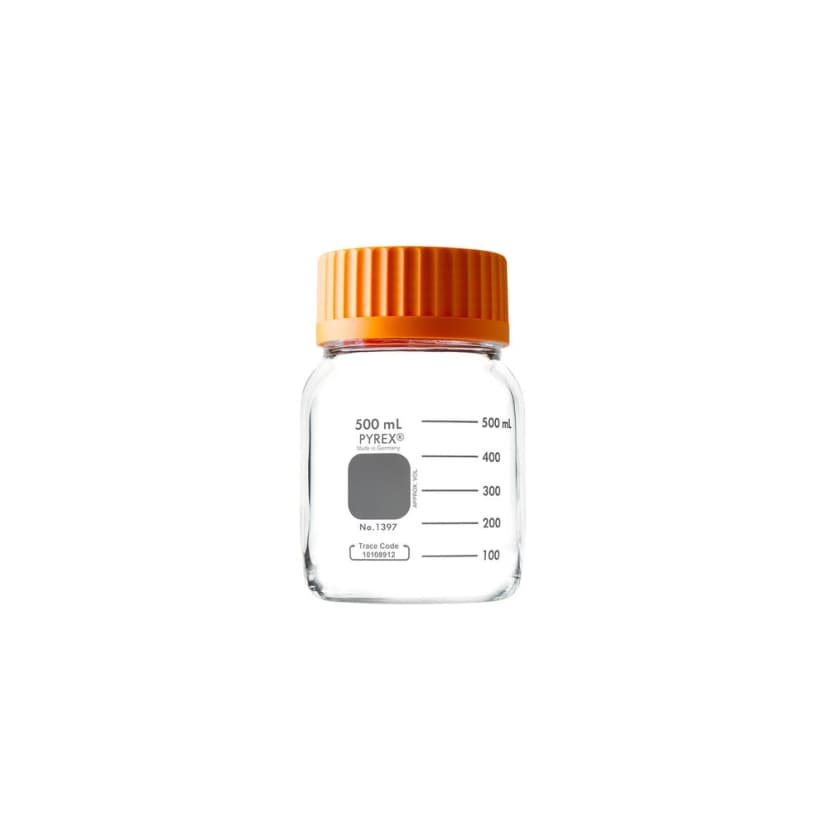 PYREX 500mL Round Wide Mouth Media Storage Bottles, with GLS80 Screw Cap