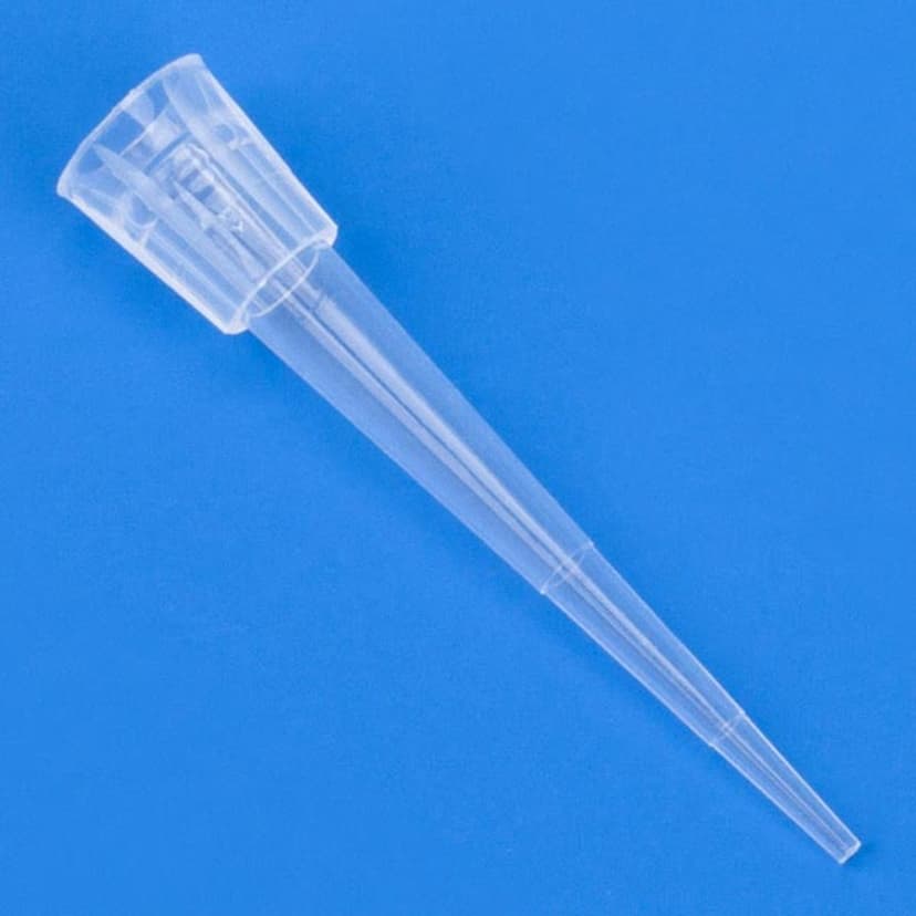 Pipette Tip, 0.1 - 20uL, Certified, Universal, Low Retention, Graduated, 45mm, Extended Length, Natural, STERILE, 1000/Stand-Up Resealable Bag