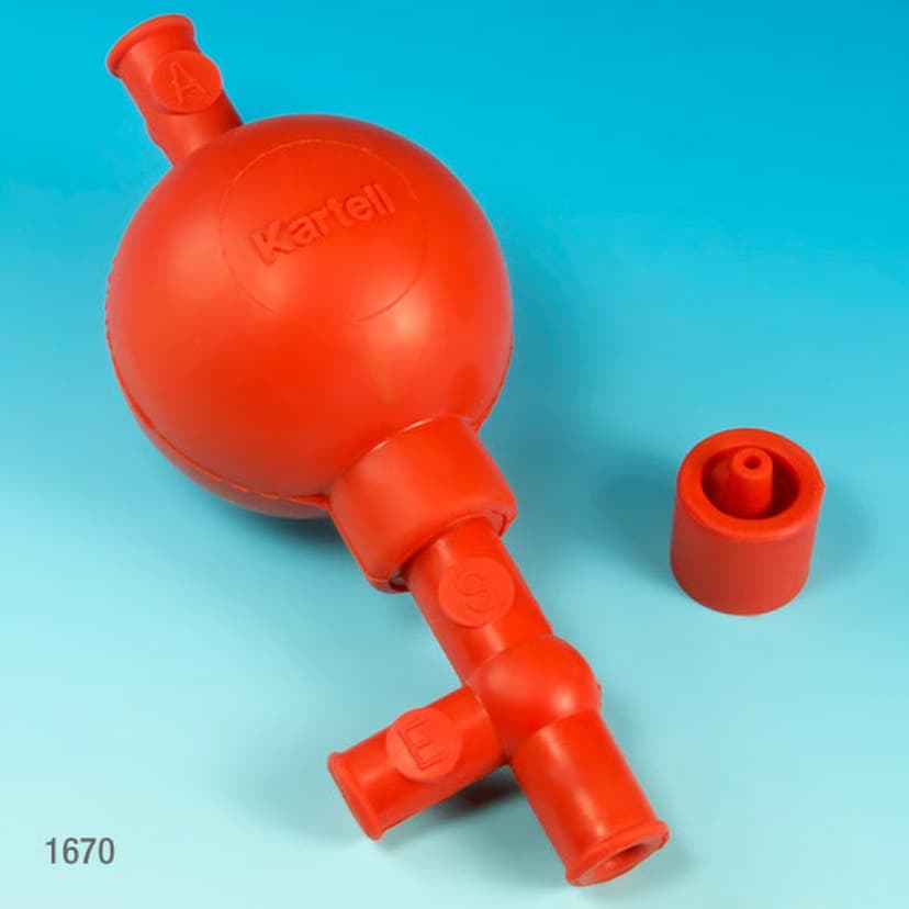 Pipette Filler, Synthetic Rubber, with Adapter, Red