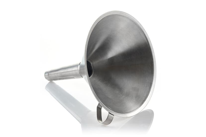 EZBio Stainless Steel Funnel, 316L SS, 200mm, With Steel Handle, 1/EA