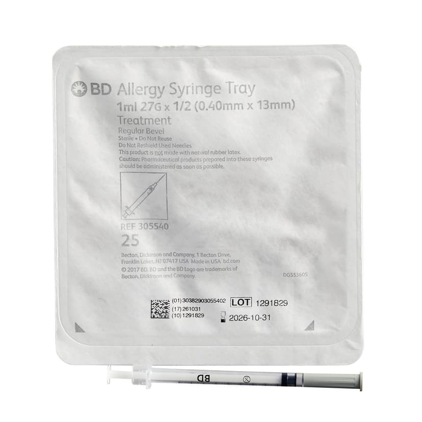SYRINGE ALLERGY 1ML W/NDL 27X1/2 RB