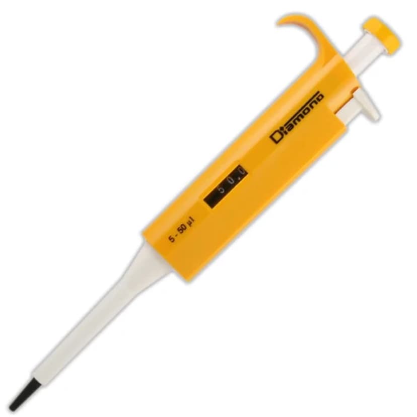 Pipette, Diamond, Adjustable Volume, 5 - 50µL, Yellow
