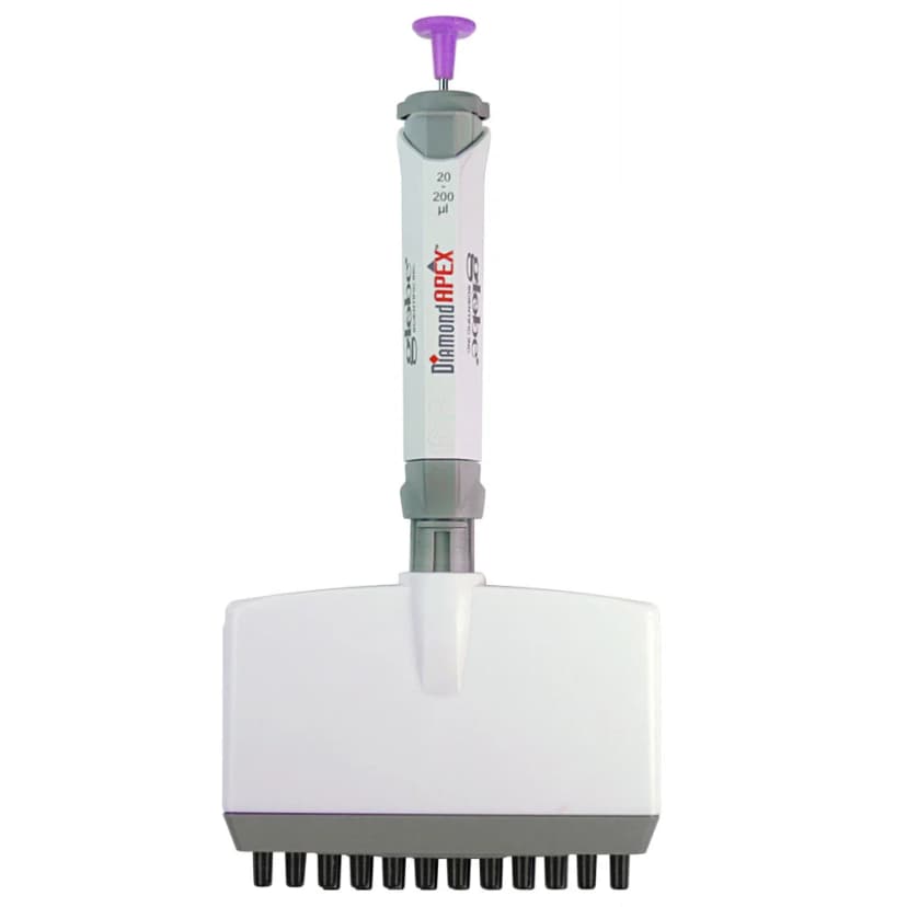Pipette, Diamond Apex, Fully Autoclavable, 12-Channel, Adjustable Volume, 10 - 100uL, Blue