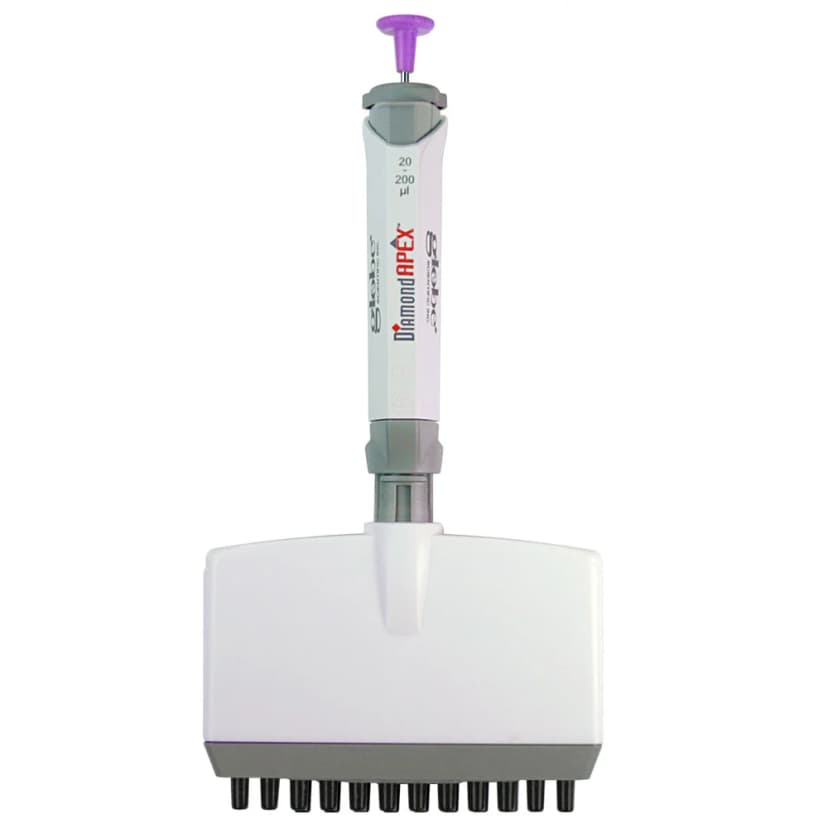 Pipette, Diamond Apex, Fully Autoclavable, 12-Channel, Adjustable Volume, 20 - 200µL, Lavender