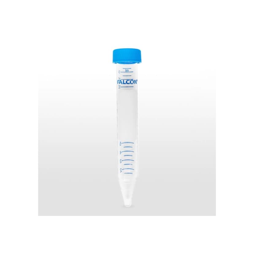 Falcon® 15 mL Polystyrene Centrifuge Tube, Conical Bottom, with Dome Seal Screw Cap, Sterile, 50/Bag, 500/Case