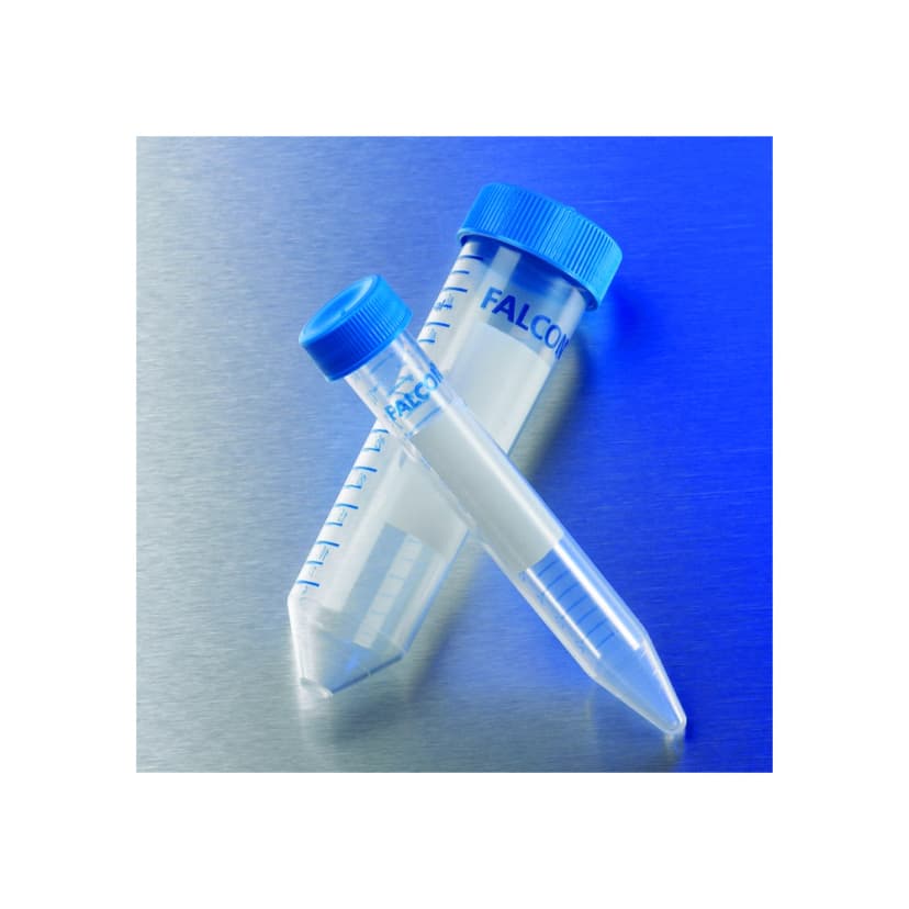 Falcon® 15mL High Clarity PP Centrifuge Tube, Conical Bottom, with Dome Seal Screw Cap, Sterile, 50/Bag, 500/Case