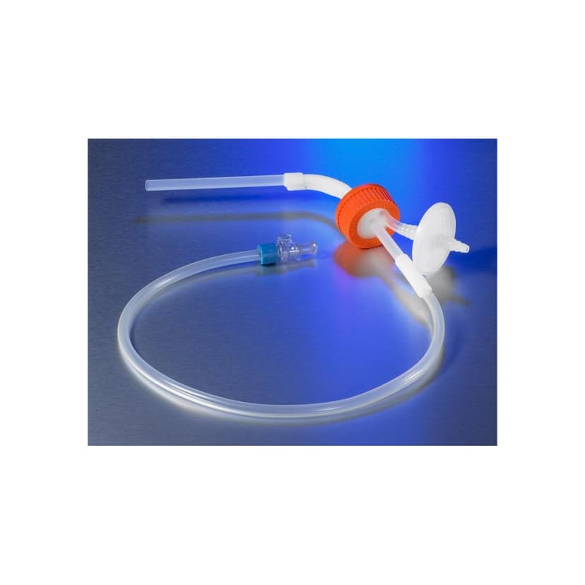 Disposable GL45 Aseptic Transfer Cap for 500mL Disposable Spinner Flask, 1/4" Dip Tube, 0.2m Vent, Medical Grade Polycabonate, Sterile