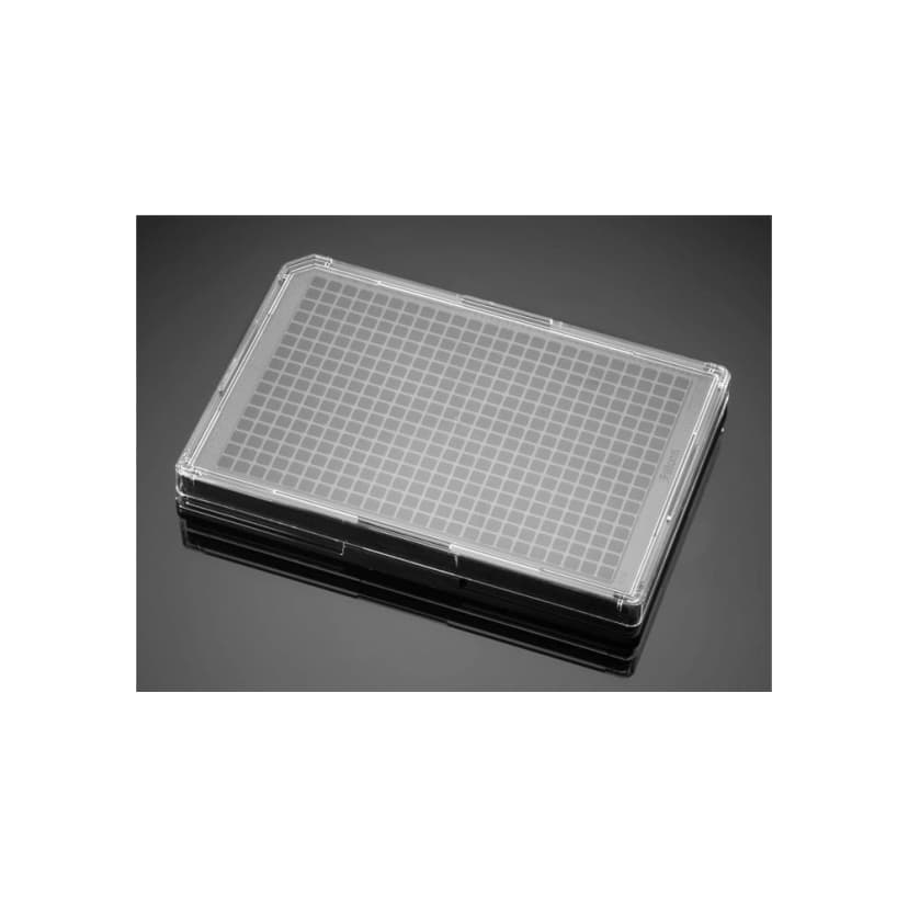 Falcon® 384 Well Optilux Black/Clear Flat Bottom, TC-Treated Microtest Microplate, with Lid, Sterile, 5/Pack, 50/Case
