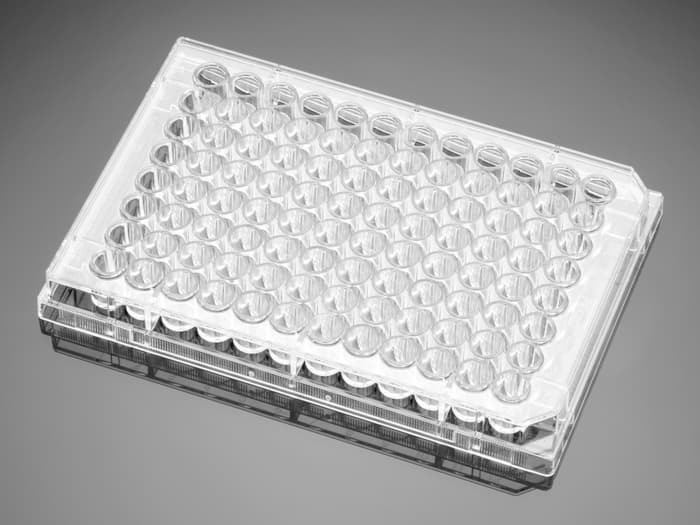 Corning BioCoat Gelatin 96 Well Clear Flat Bottom Assay Plate, with Lid, 5/Pack, 50/Case