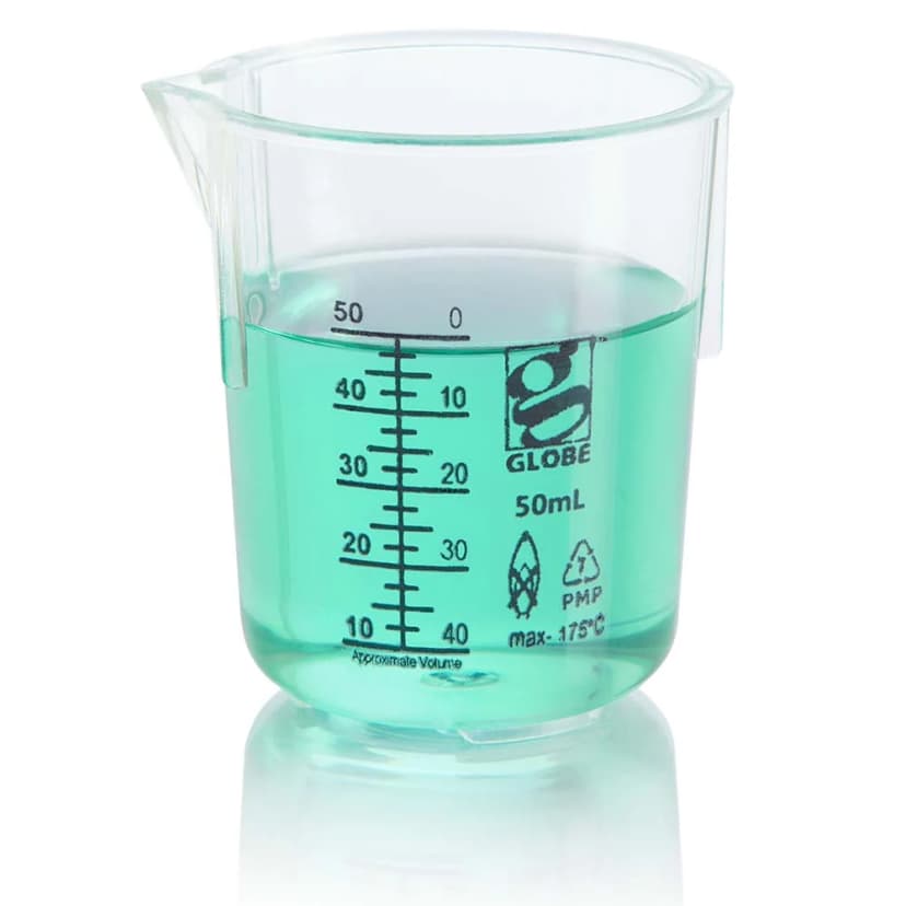 Beaker, Diamond Essentials, Griffin Style, Low Form, Printed Graduations, PMP, 50mL, 12/Bag