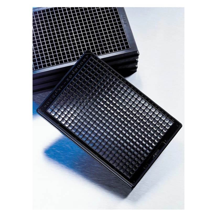 Corning 384 Well Optical Imaging Flat Clear Bottom Black Polystyrene TC-Treated Microplates, 20 per Bag, with Lid, with Generic Bar code, Sterile
