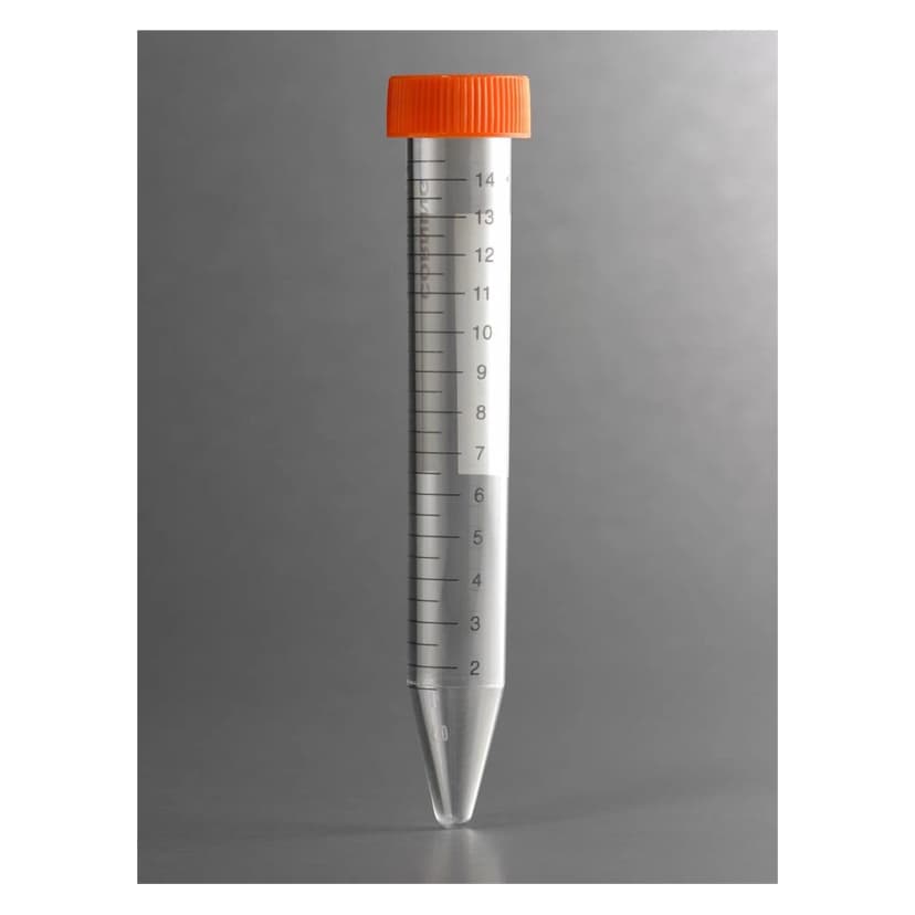 Corning 15mL PET Centrifuge Tubes, Rack Packed with Plug Seal Cap, Sterile, 50/Rack, 500/Case