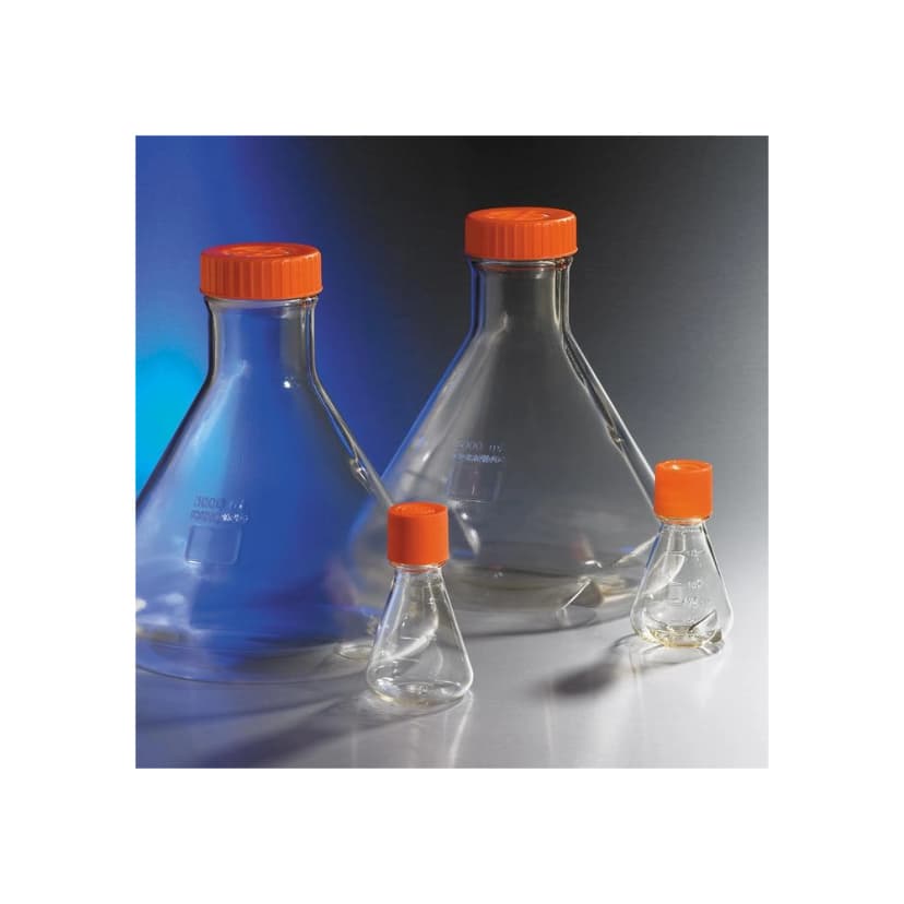 Corning 125mL Polycarbonate Baffled Erlenmeyer Shake Flask with Vent Cap, Sterile, 1/bag,50/case