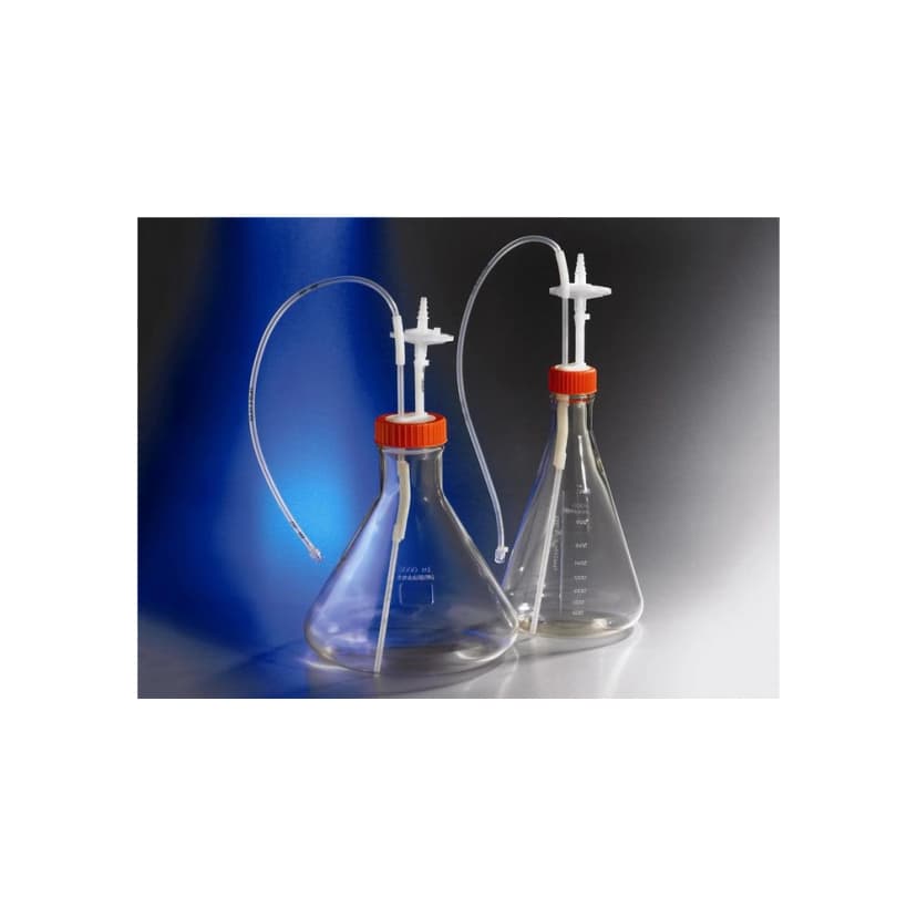 Corning 1L Polycarbonate Erlenmeyer Shake Flask with Aseptic Transfer Cap having a 1/4" Dip Tube with Male MPC Disconnect and a 0.2m Vent,Sterile, 1/bag,4/case