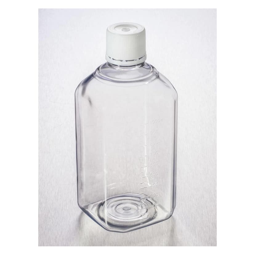 Corning 1L Octagonal PET Storage Bottles with 31.7mm Screw Caps, Sterile
