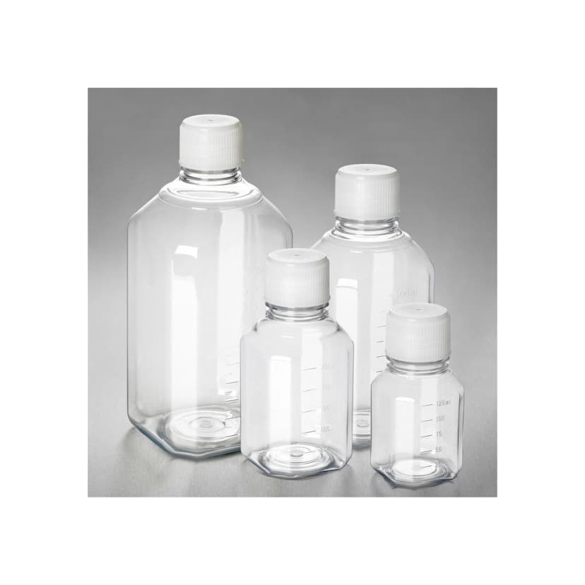 Corning PET Bottle, 30mL, Graduated, 18mm Screw Cap, Sterile, Triple-bagged, Pre-assembled, 24/Tray, 240/Case