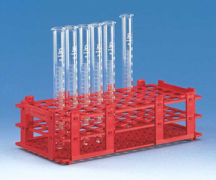 Test Tube Rack, Red, 55 tubes to dia.16mm, 5x11, pack of 5