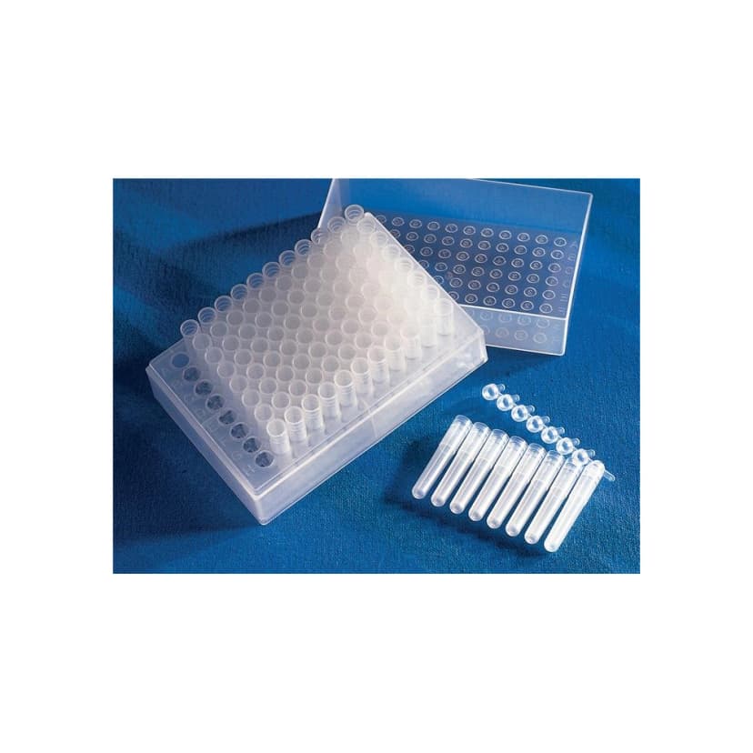 Corning 96 Well Polypropylene Cluster Tubes, 8-Tube Strip format, Non-Sterile, 12 Strips/Rack, 120 Strips/Case.