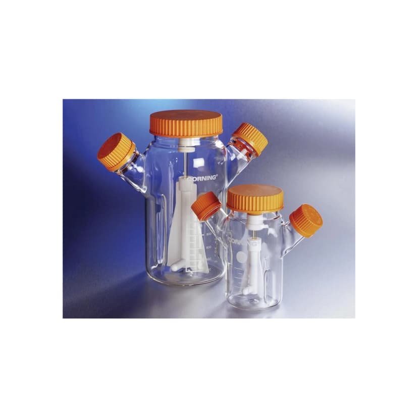 Corning 6L Reusable Spinner Flask with 100mm Flat Center Cap and 2 Angled Sidearms