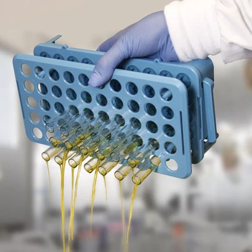 Grip Rack, Rack with Tube Grippers and Tube Eject for up to 15mm Tubes, 50-Place, Autoclavable, Blue