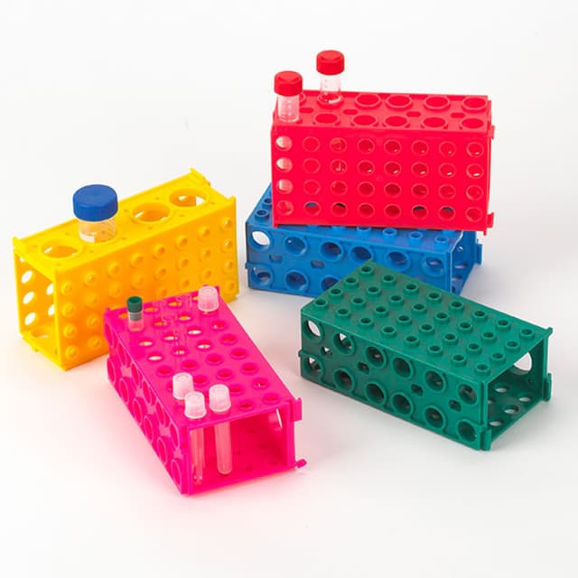 TUFFBLOK Tube Rack, 4-Way, PP, Link Together, Blue, 5/Pack