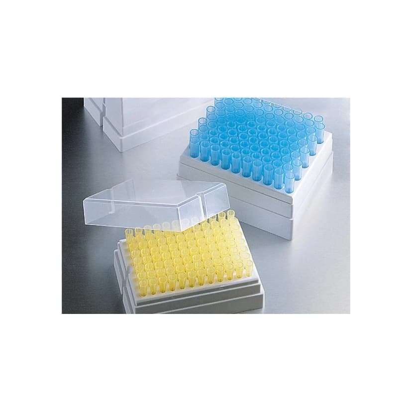 Corning 1-200µL Universal Fit Racked Pipet Tips, Natural, Non-Sterile, 10 Racks/Case., 960 Tips/Case.