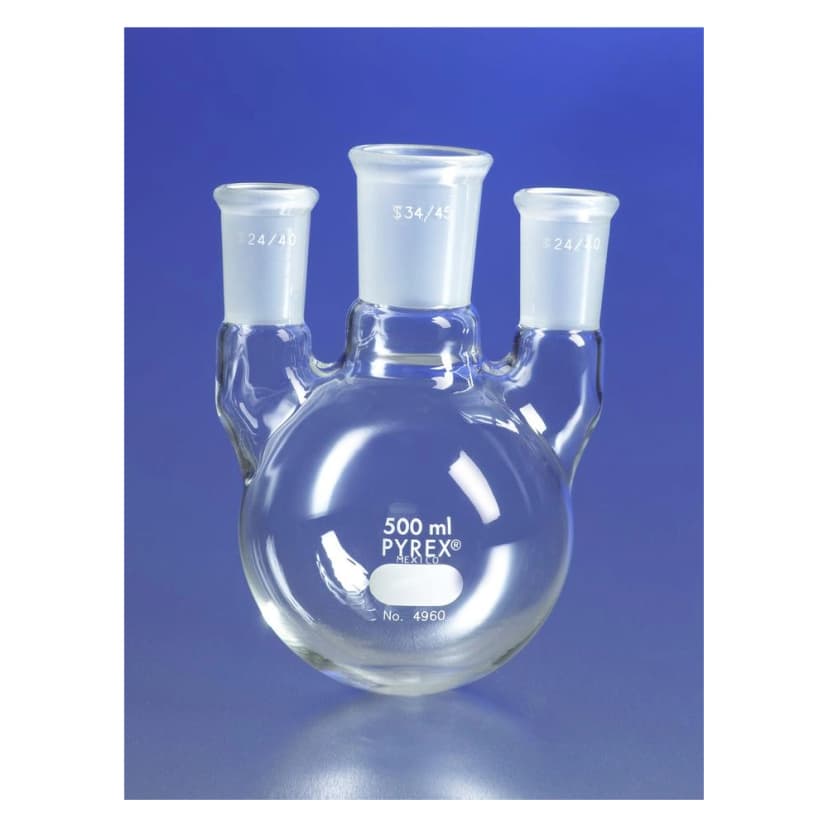 PYREX 12L Three Neck Distilling Flask with Vertical Neck Standard Taper Joints