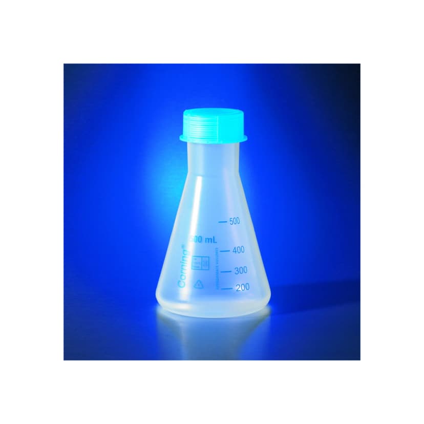 Corning 1L Reusable Plastic Narrow Mouth Erlenmeyer Flask, Polypropylene with GL-52 PP Screw Cap