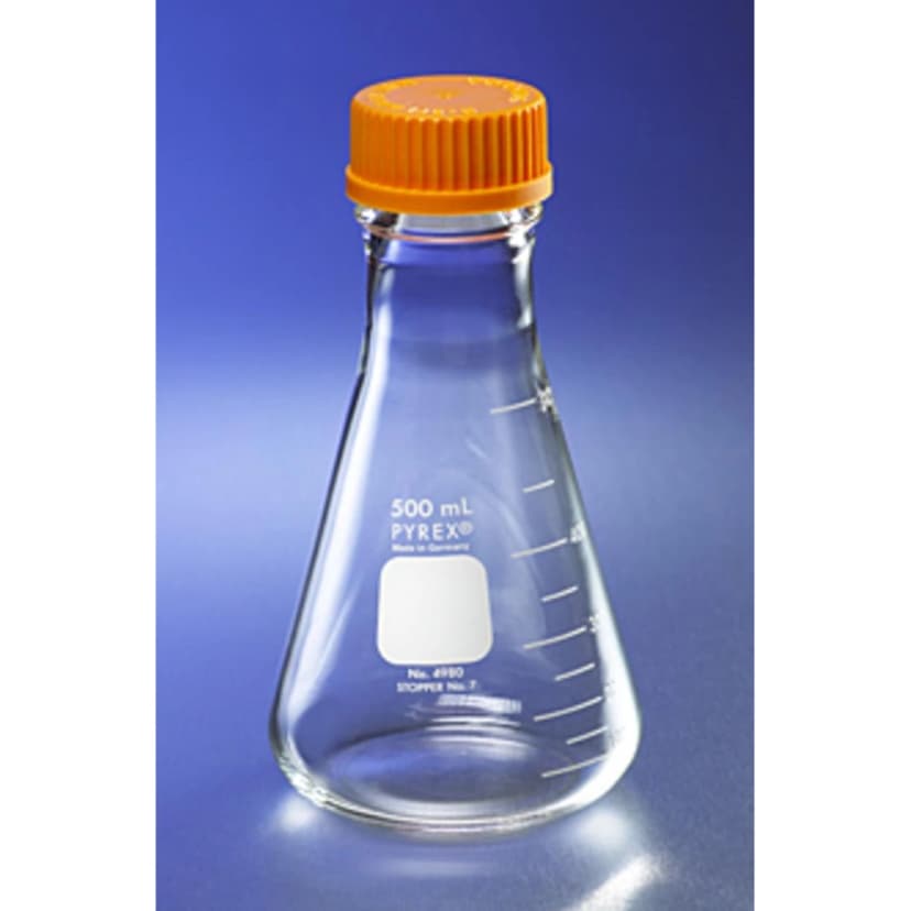 PYREX 500mL Wide Mouth Erlenmeyer Flasks, with GL45 Screw Cap